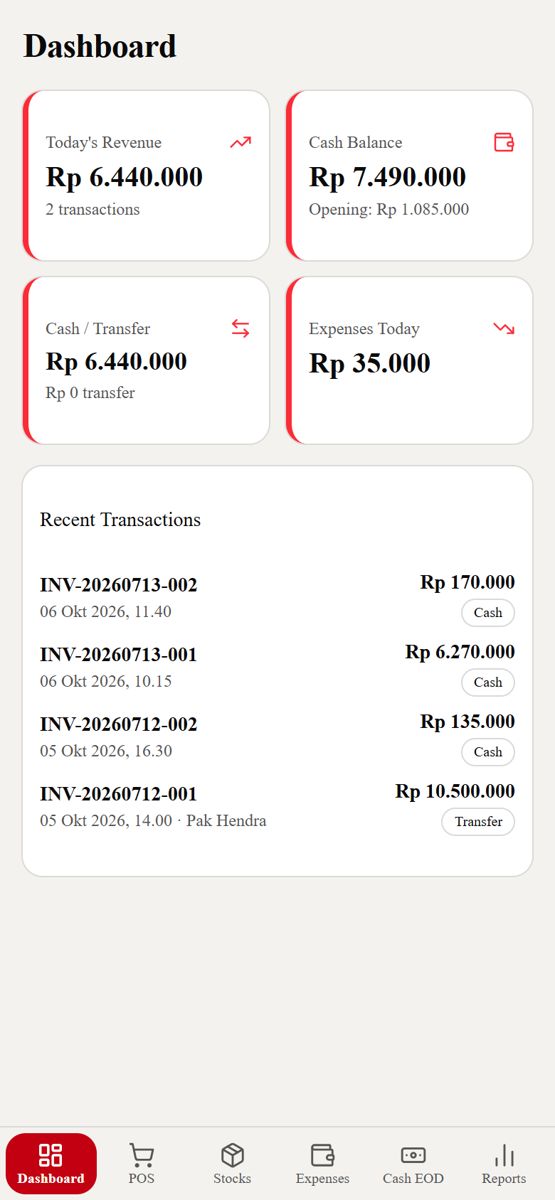 POS dashboard with demo sales data